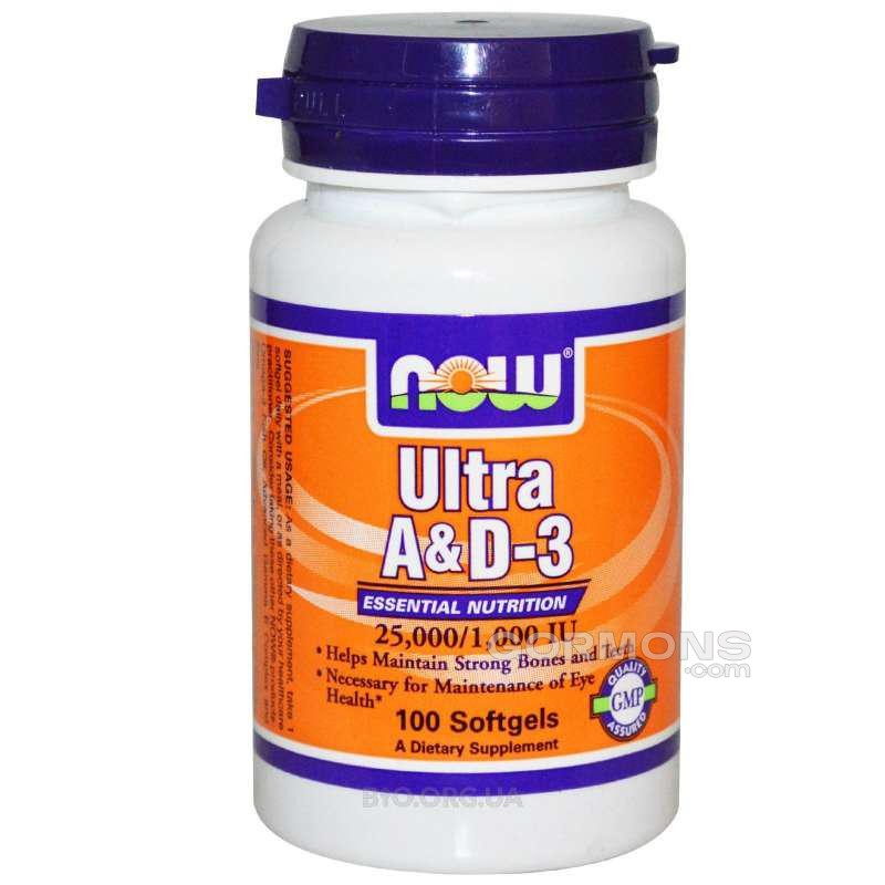 Вітаміни NOW Foods Ultra A&D-3 25000/1000IU 100 softgels