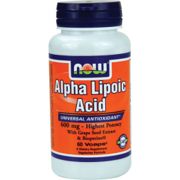 Поліпшення метаболізму NOW Foods Alpha Lipoic Acid 600mg caps 60