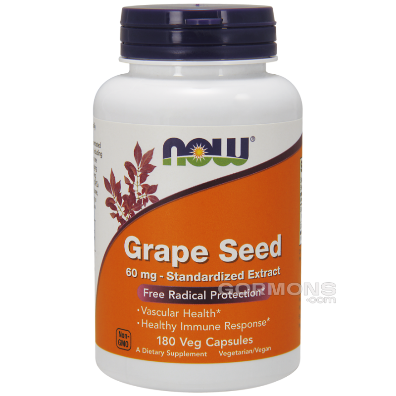 Підвищення імунітету, здоров'я судин NOW Foods Grape Seed 180 caps