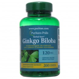Гінкго Гибола Puritan's Pride Ginkgo Biloba Standardized Extract 120 mg caps 200
