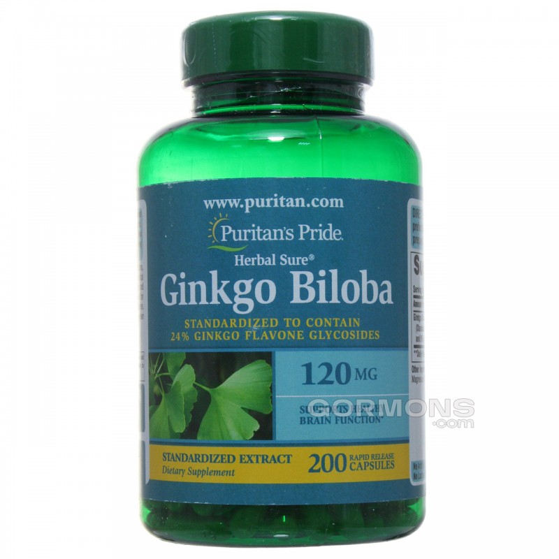 Гінкго Гибола Puritan's Pride Ginkgo Biloba Standardized Extract 120 mg caps 200