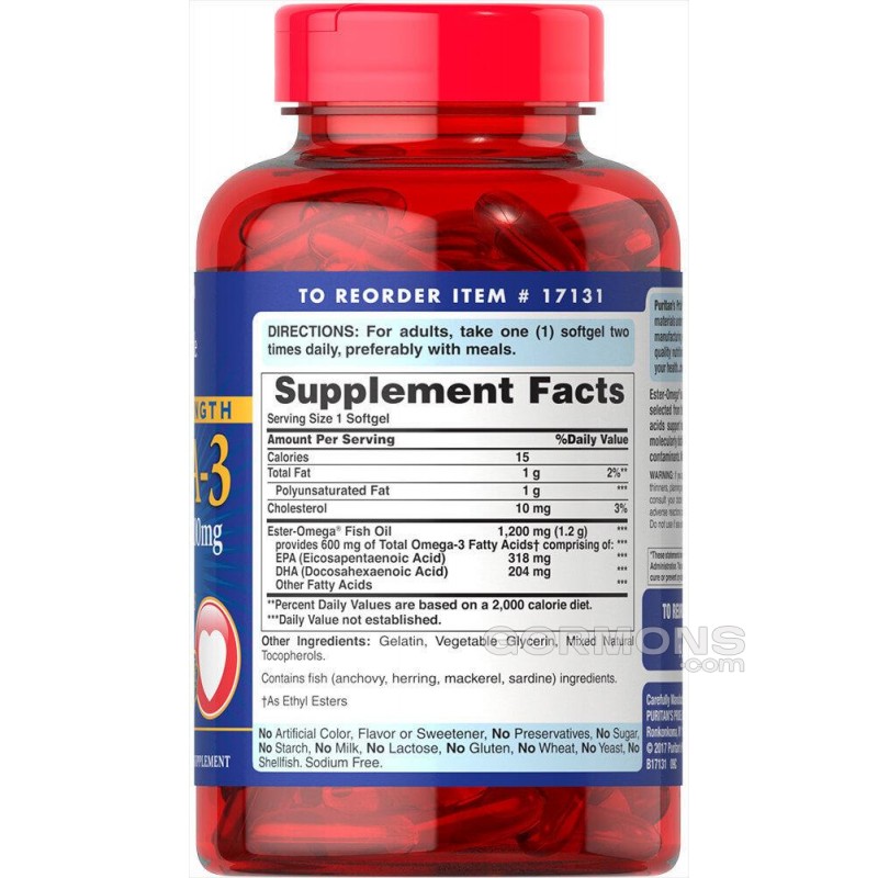 Омега-3 Puritan's Pride Omega-3 Double Strength 1200mg 180 caps