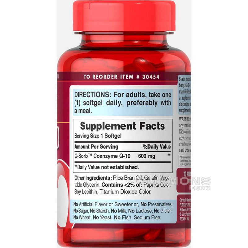Коензим Puritan's Pride Q-SORB™ CO Q-10 600 mg 30 Softgels Коензим Puritan's Pride Q-SORB™ CO Q-10 600 mg 30 Softgels