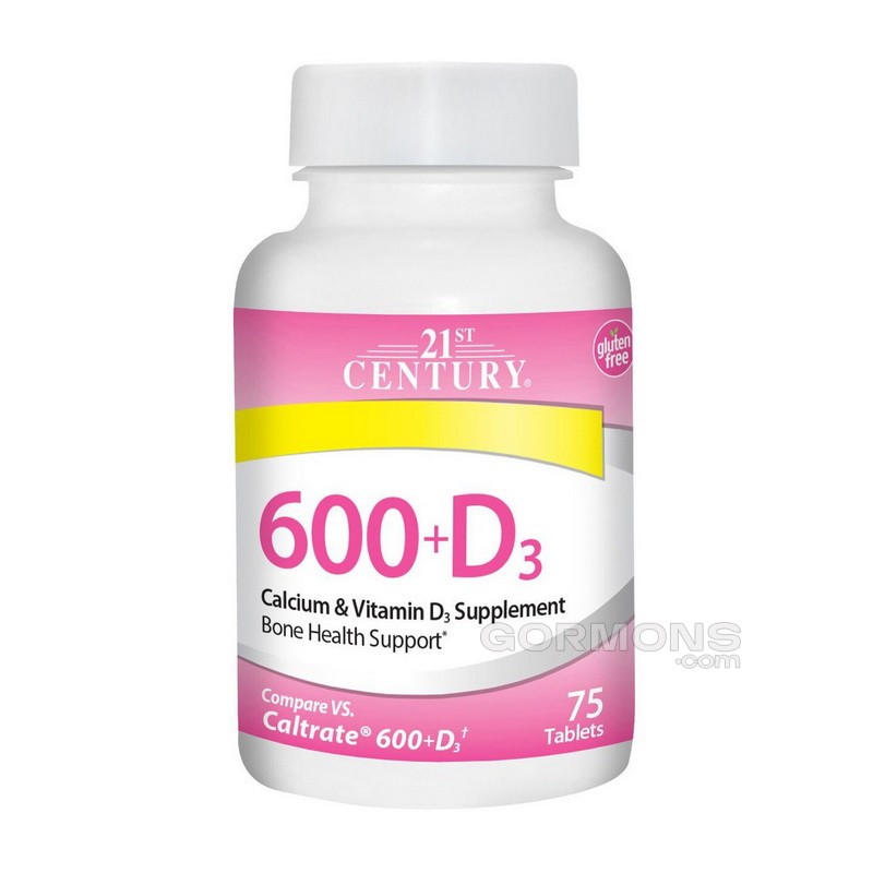 Укрепление костей 21st Century Calcium 600+D3 75tab