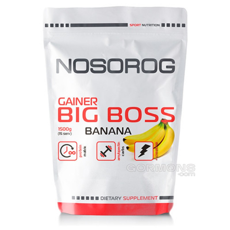 Гейнер Nosorog Big Boss Gainer банан, 1500 г