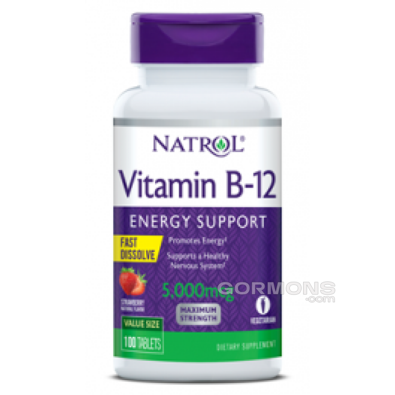 Вітамін Б-12 Natrol Vitamin B-12 5000 mcg F/D Straw — 100 таб