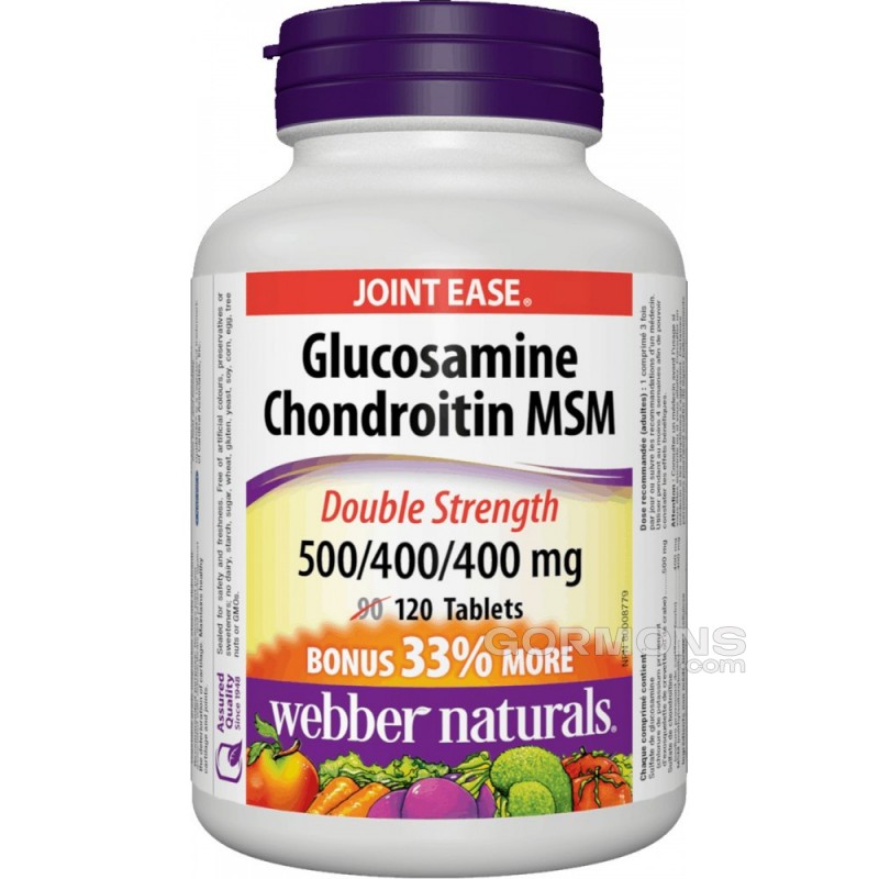 Хондропротектор Webber Naturals - Glucosamine Chondroitin MSM D. S. 500/400/400mg (120 tabs)
