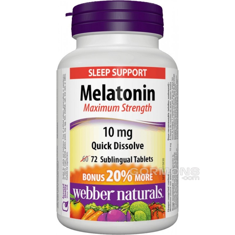 Мелатонин Webber Naturals - Melatonin M. S. 10mg (72 tabs)