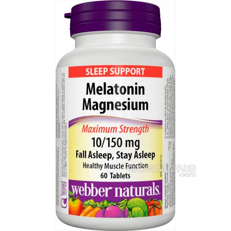 Мелатонін Webber Naturals - Melatonin Magnesium M. S. 10/150 mg (60 tabs)