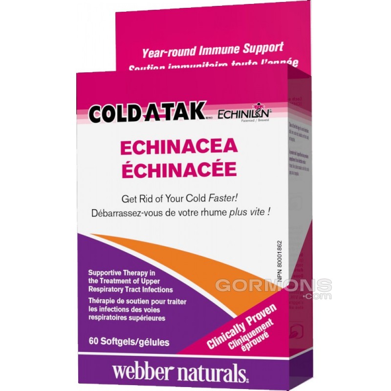 Повышение иммунитета, борется с инфекциями, простудами и гриппом Webber Naturals Cold-A-Tak Echinacea 60 soft