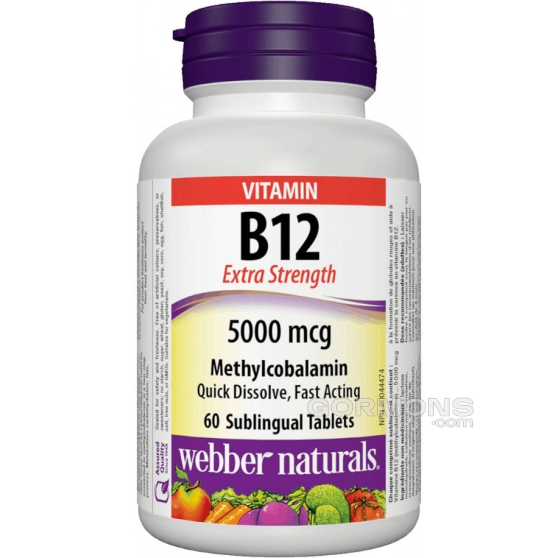 Витамин Б12 Webber Naturals - B12 5000mcg (60 tabs)