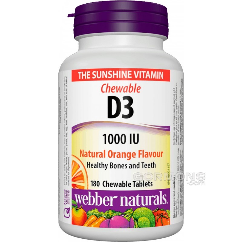 Вітамін Д3 Webber Naturals - Vitamin D3 1000 IU Orange (180 chewables)