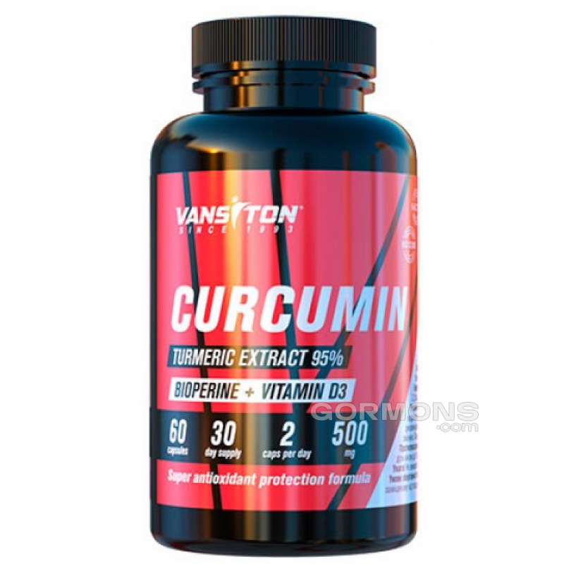 Куркумін Vansiton Куркумін, Д3 + Биоперин - 60 капсул