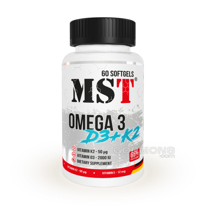 MST Omega 3 + D3 + K2 | Омега 3 + вітаміни Д3 + К2 | EPA 180 DHA 120 | 60 капсул