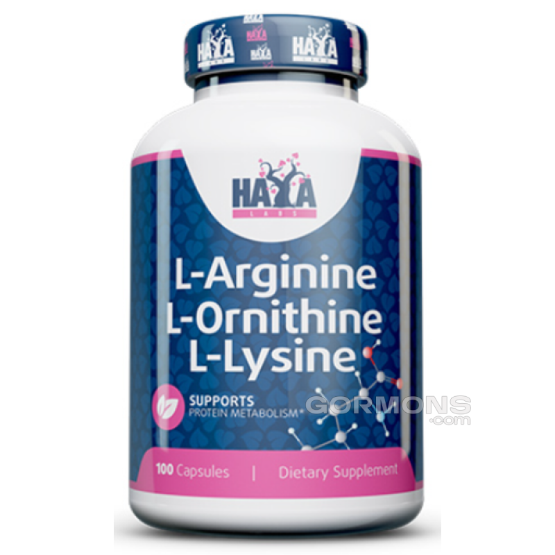 Амінокислоти аргінін, орнітін і лізин Haya Labs L-Arginine/L-Ornithine/L-Lysine - 100 капс