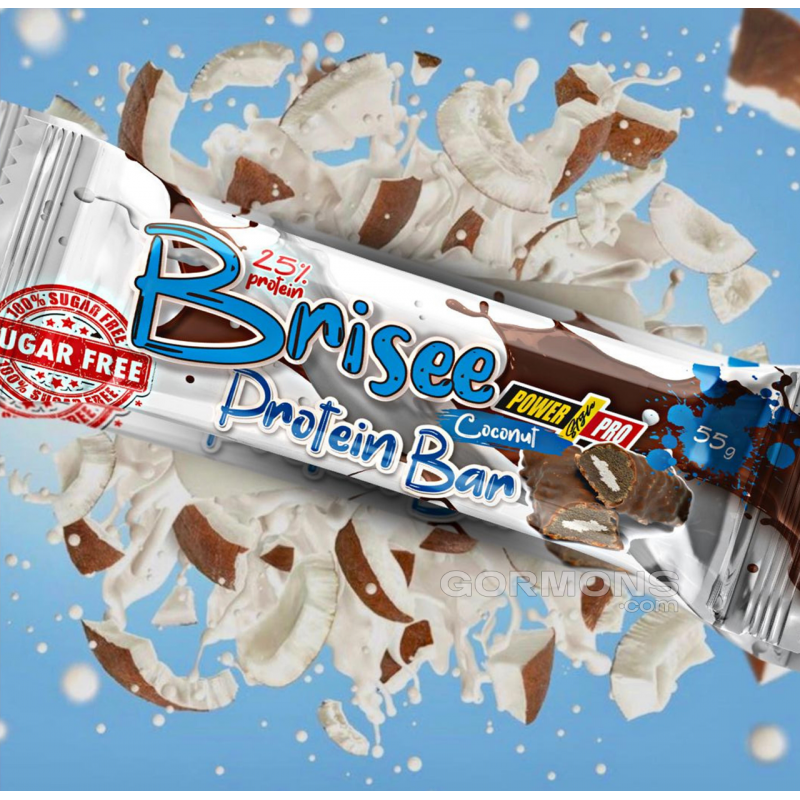 Протеїнові батончики Power Pro 25% Brisee bar з кокосом без цукру 20x55g