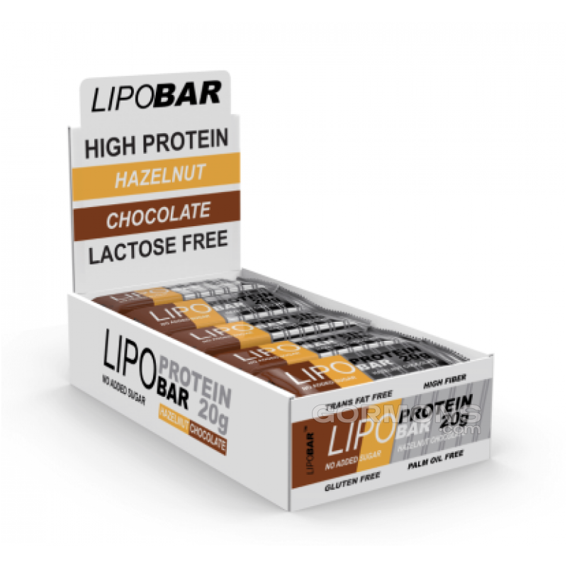 Протеїнові батончики без цукру LIPOBAR Lipo Protein Bar 20x50 g