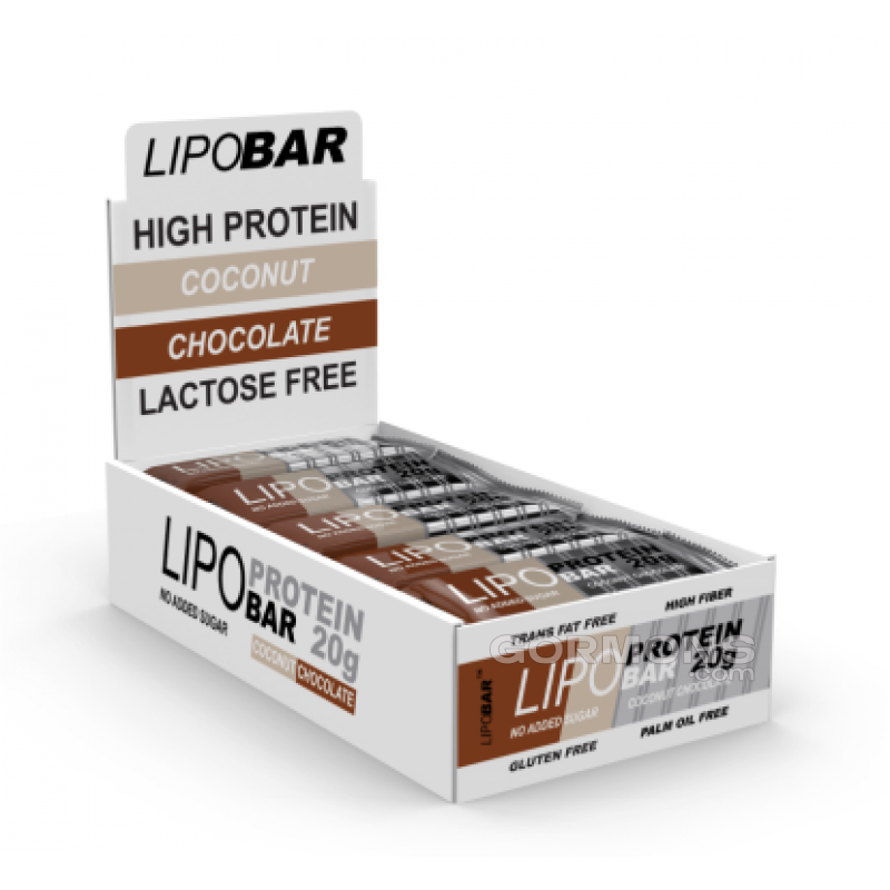 Протеїнові батончики без цукру LIPOBAR Lipo Protein Bar 20x50 g