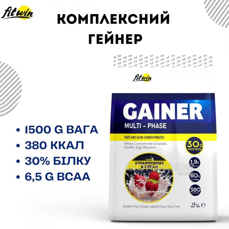 Гейнер FitWin Gainer 30% молочний шоколад 1,5 кг
