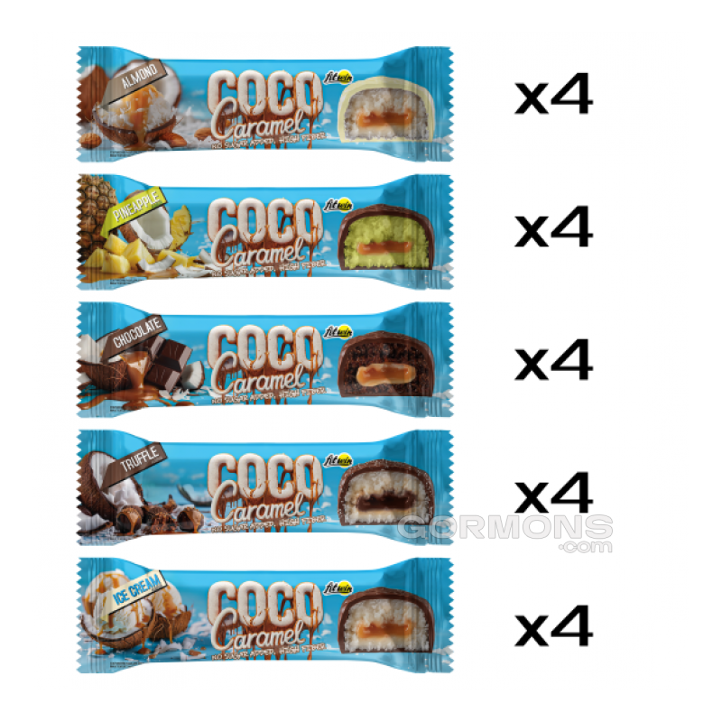 Протеїновий батончик FitWin Coco Caramel - 20x40g мікс смаків
