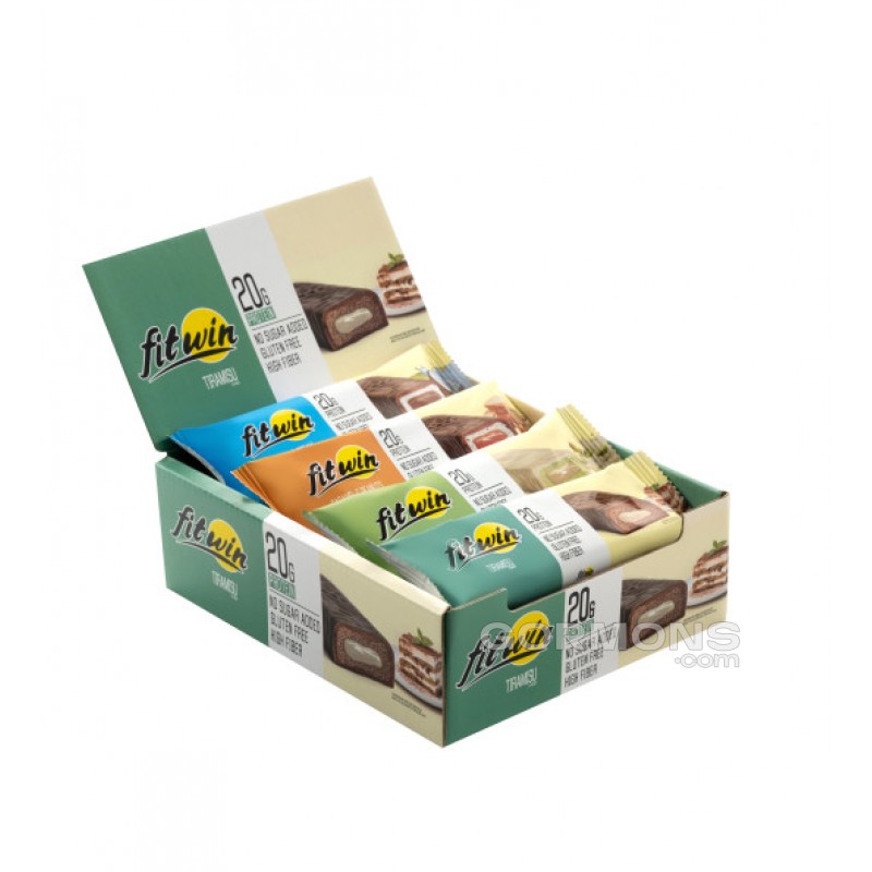 Протеїновий батончик FitWin 33% з начинкою, БЕЗ ЦУКРУ мікс смаків 12x60 г