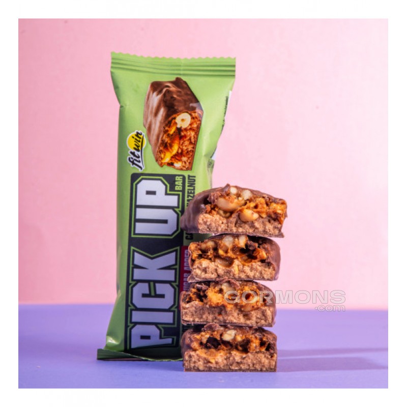 Протеиновый батончик FitWin Pick Up CRISPIES карамель і фундук 24x45g